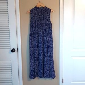 Sleeveless Blue Floral Maxi Dress